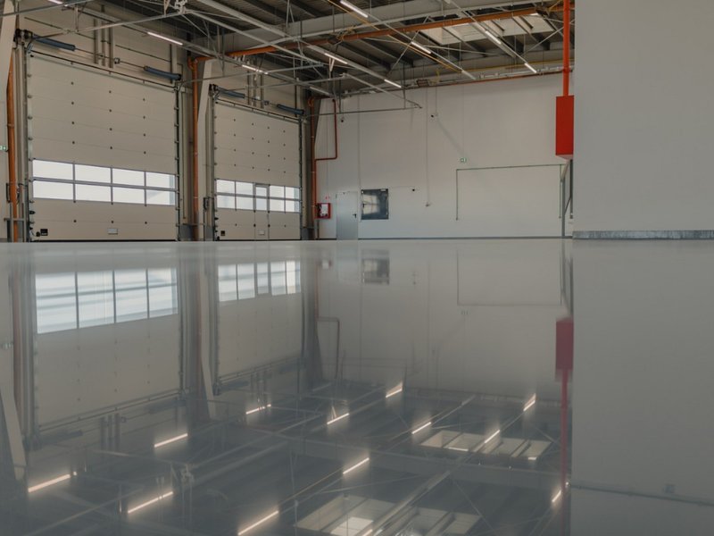 Commercial garage with durable epoxy flooring