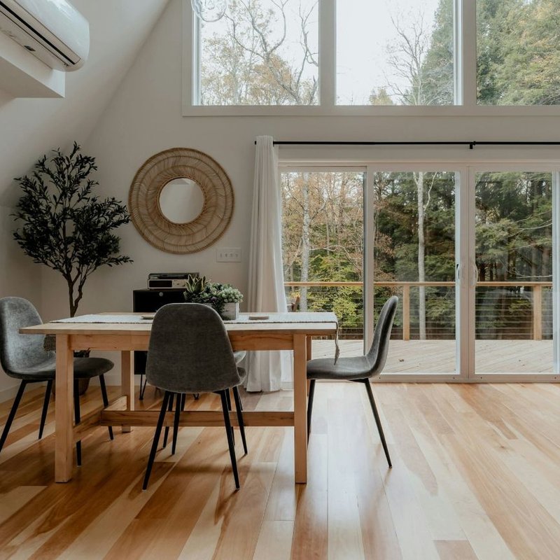 Hardwood flooring in an open concept kitchen
