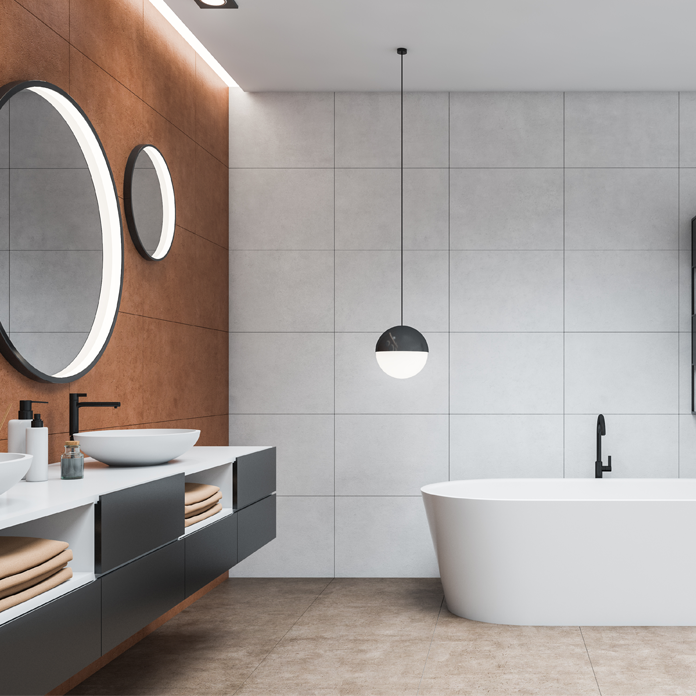 Natural stone tile in a modern Minnesota home