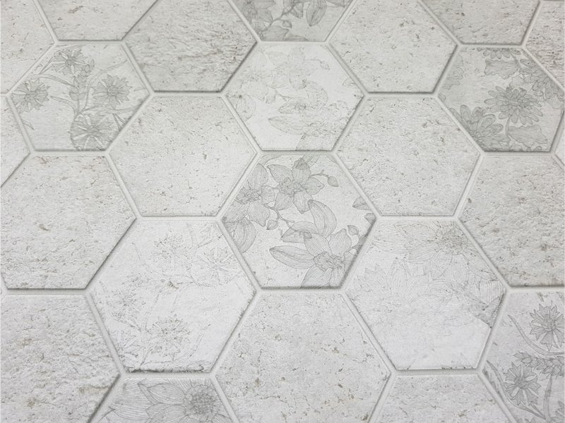 Floral natural stone tile